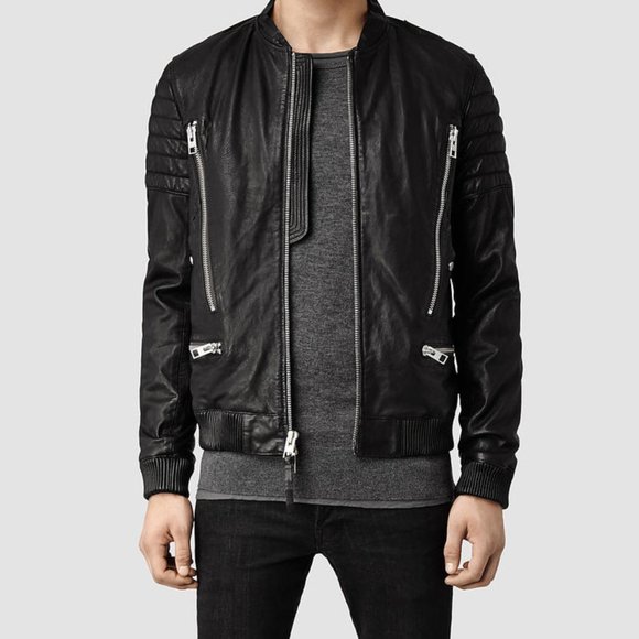 All Saints Other - All Saints Sanderson Black Leather Bomber Jacket S